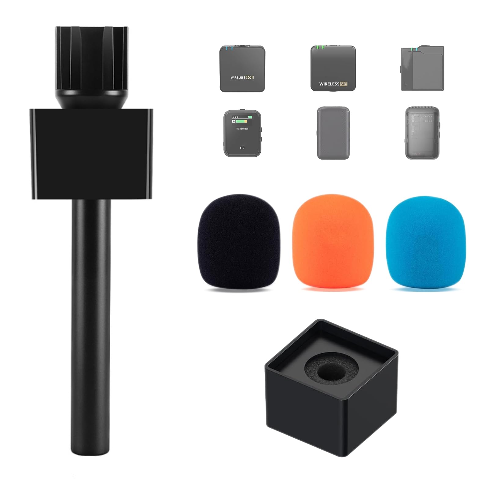CaTeFo Mic Handle for DJI Rode Microphone, Handheld Stand Holder for Wireless GO2, Interview Rig Adaptor With Mic Flag, 3 Color 