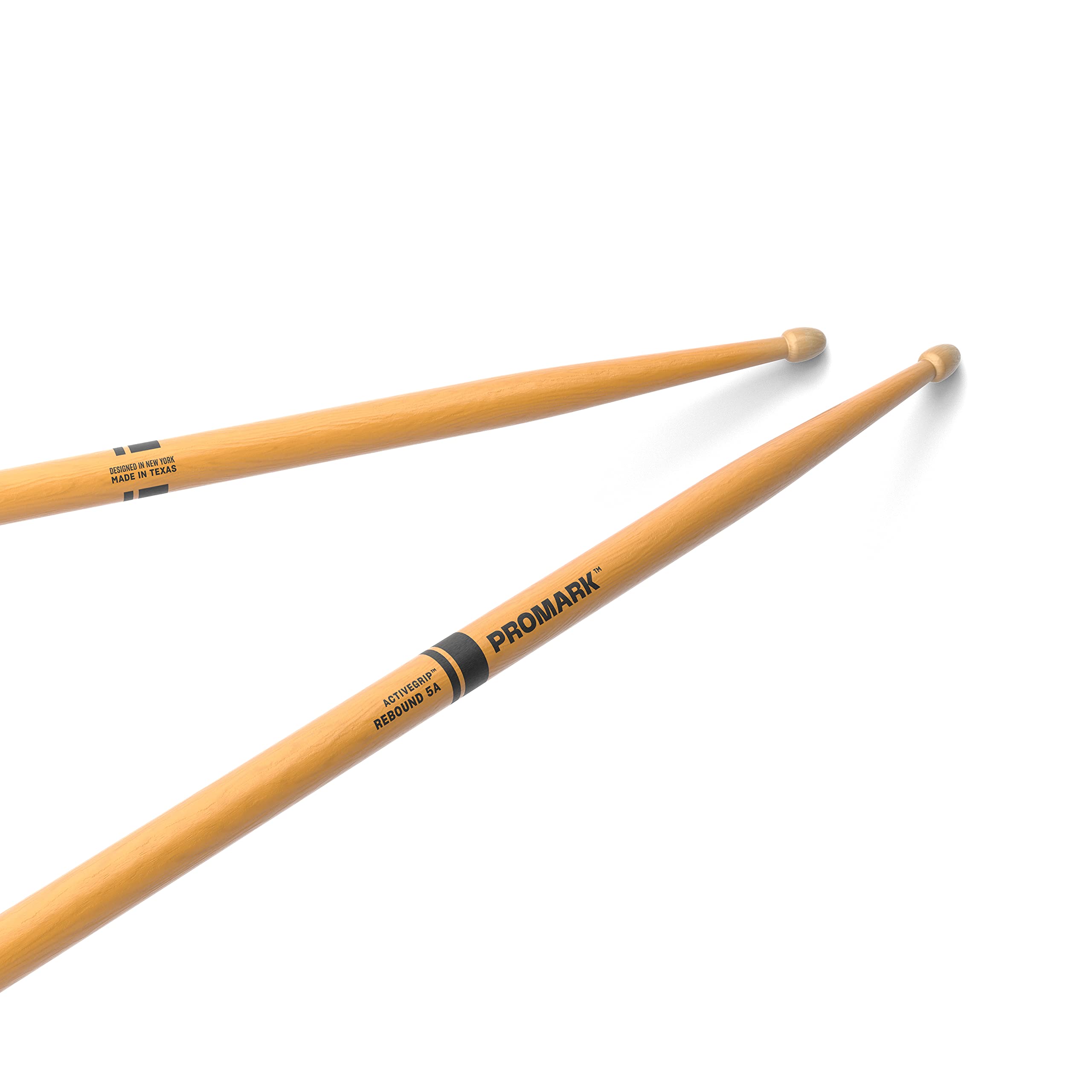 ProMark Forward Rebound 5A ActiveGrip Drumsticks, R5AAGC, Tacky Active Grip Finish, Clear Drum Sticks, Acorn Tip, Hickory Wood -