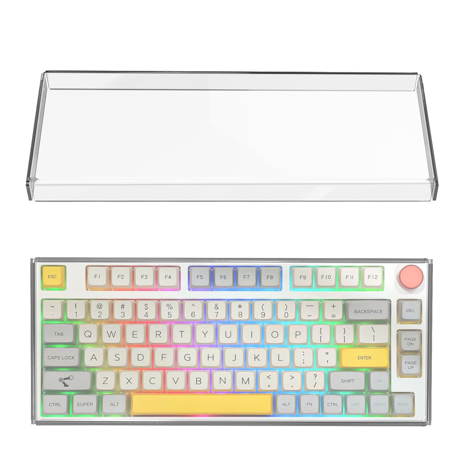 Geekria 75% 84-Key Knob Keyboard Dust Cover, Clear Acrylic Keypads Cover, Compatible with Keychron Q1 HE/Max/Pro, EPOMAKER TH80 