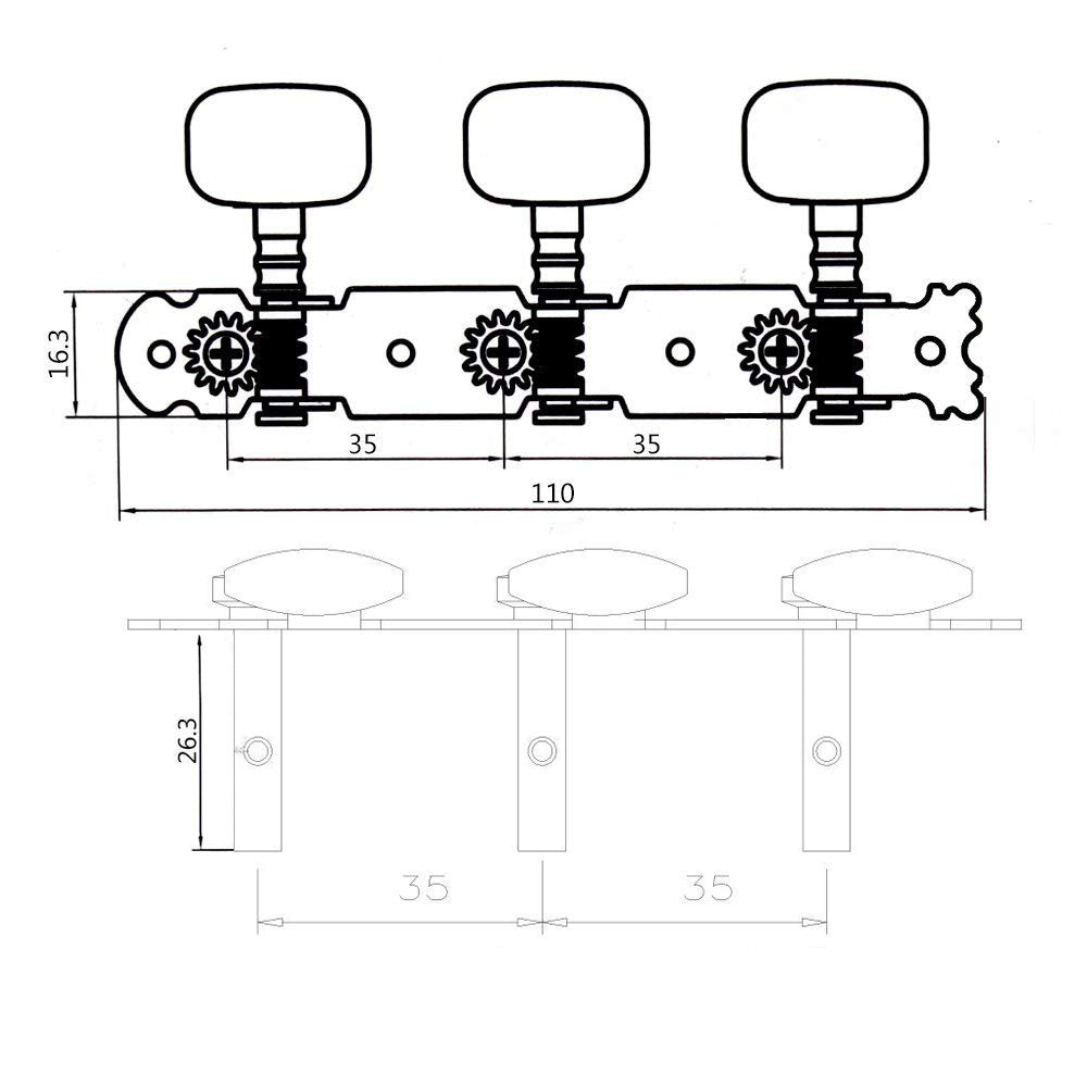 LDEXIN 2Pcs Classical Guitar Tuners 3R3L Machine Head Tuning Pegs Keys for Acoustic Guitar