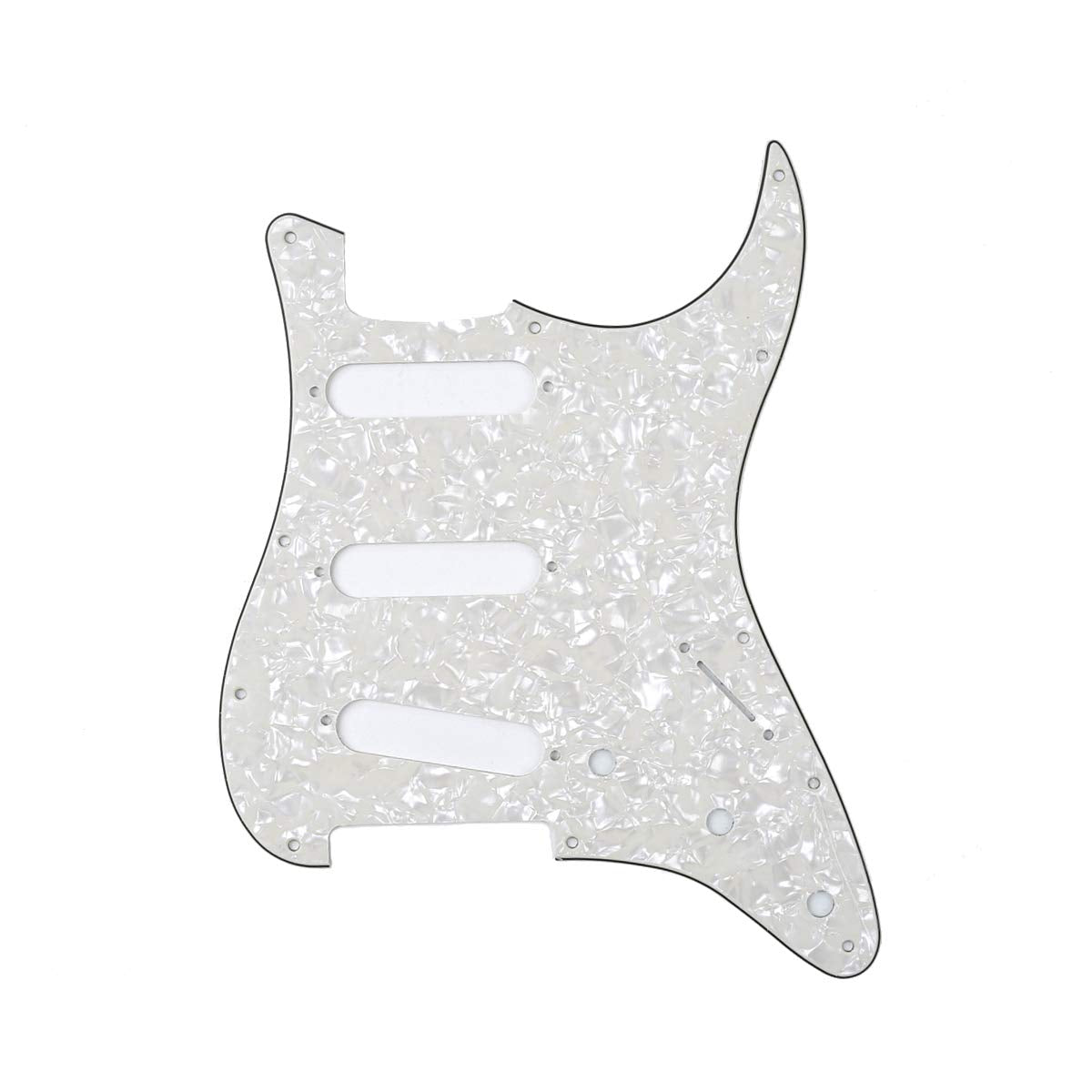 Musiclily 11 Hole SSS Strat Pickugard for Fender US/Mexico Made Standard Stratocaster Modern Style Electric Guitar, 4Ply Pearl A