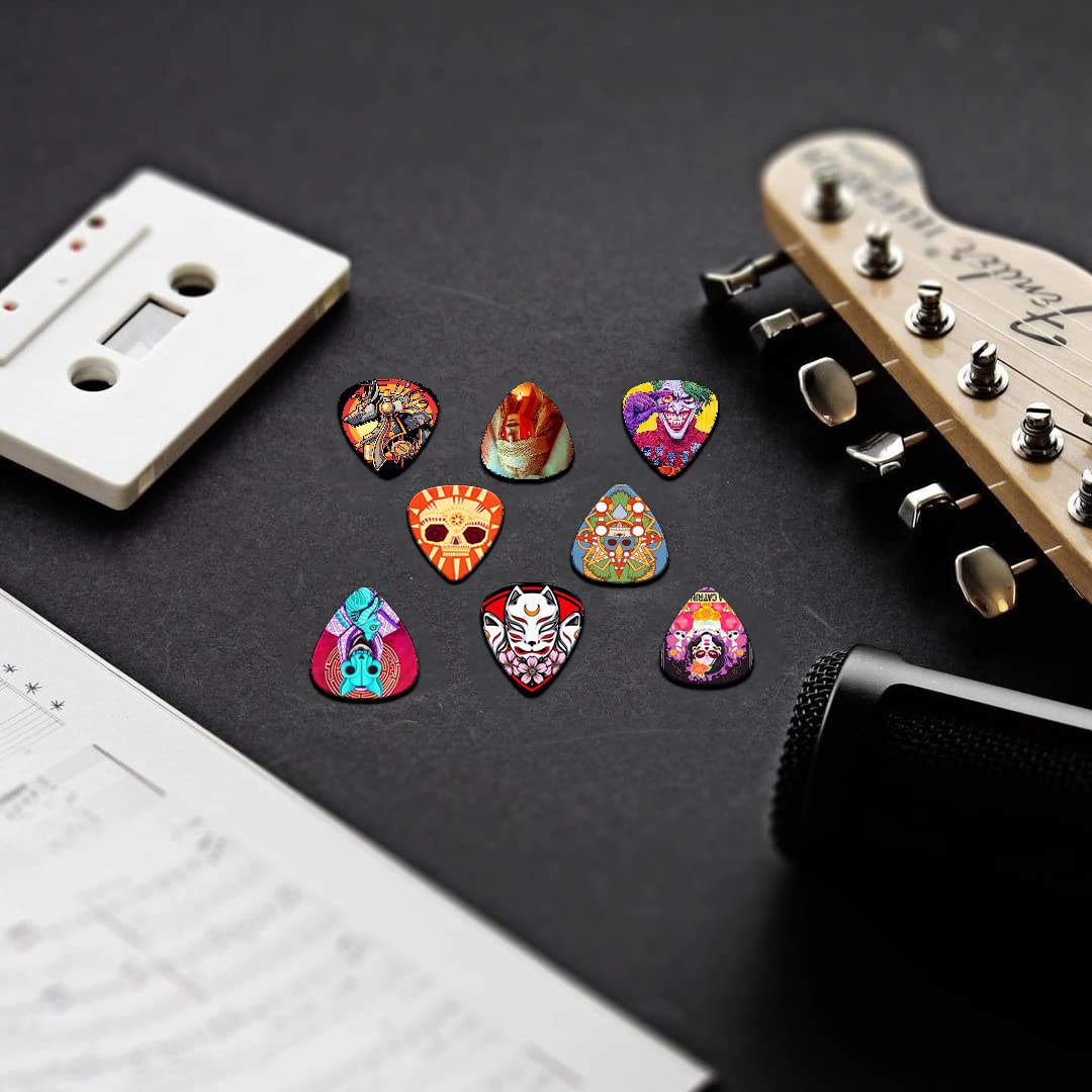 Guitar Picks 24 Pack Thin, Medium, Heavy 0.46 0.71 0.96 1.2mm Bass Guitar Pick with Tin Box,Guitar Picks for Acoustic Guitar,Ele