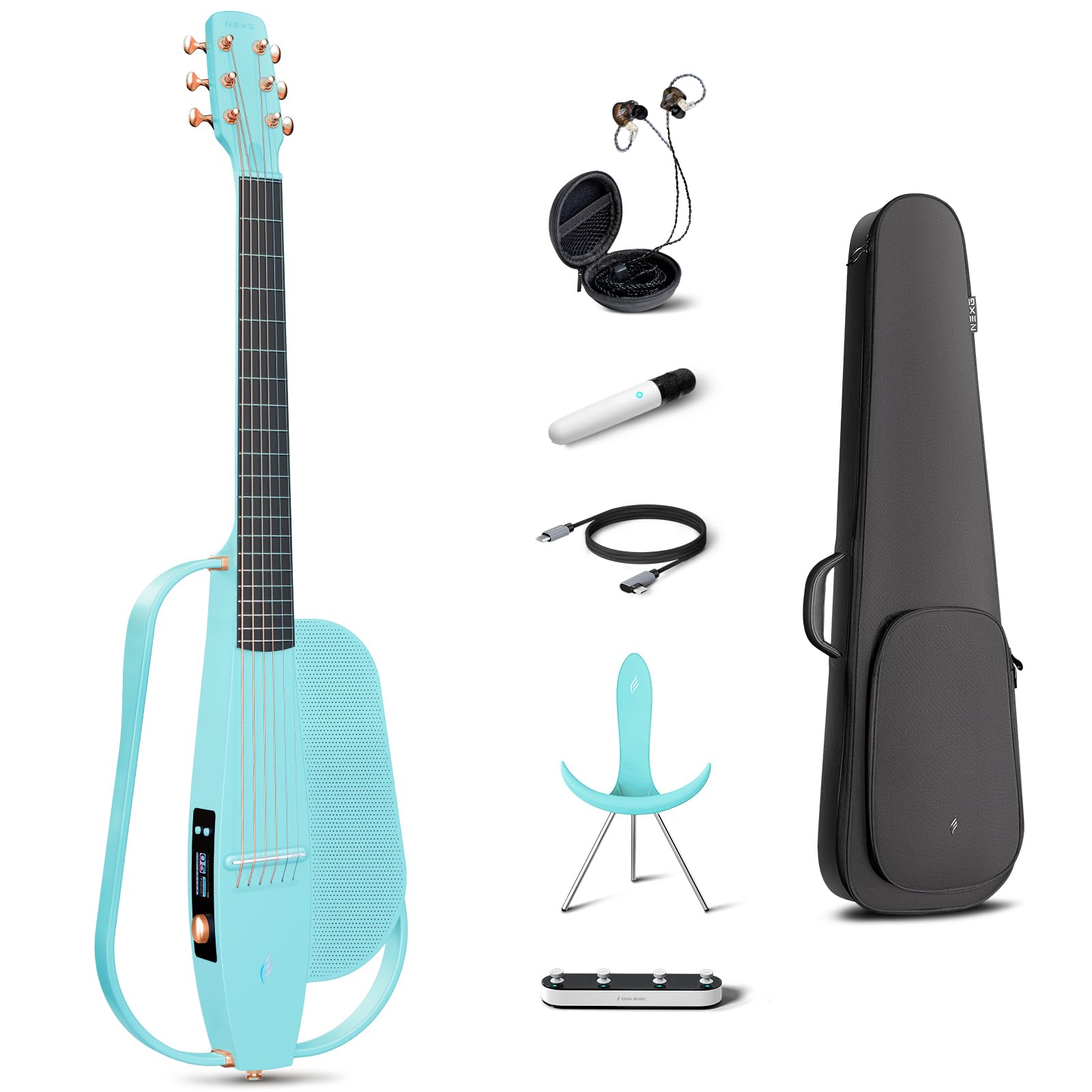 Enya Nexg 2 Acoustic-Electric Guitar Carbon Fiber Travel Smart Audio Guitar With 50W Wireless Speaker, Wireless Microphone, Hi-F