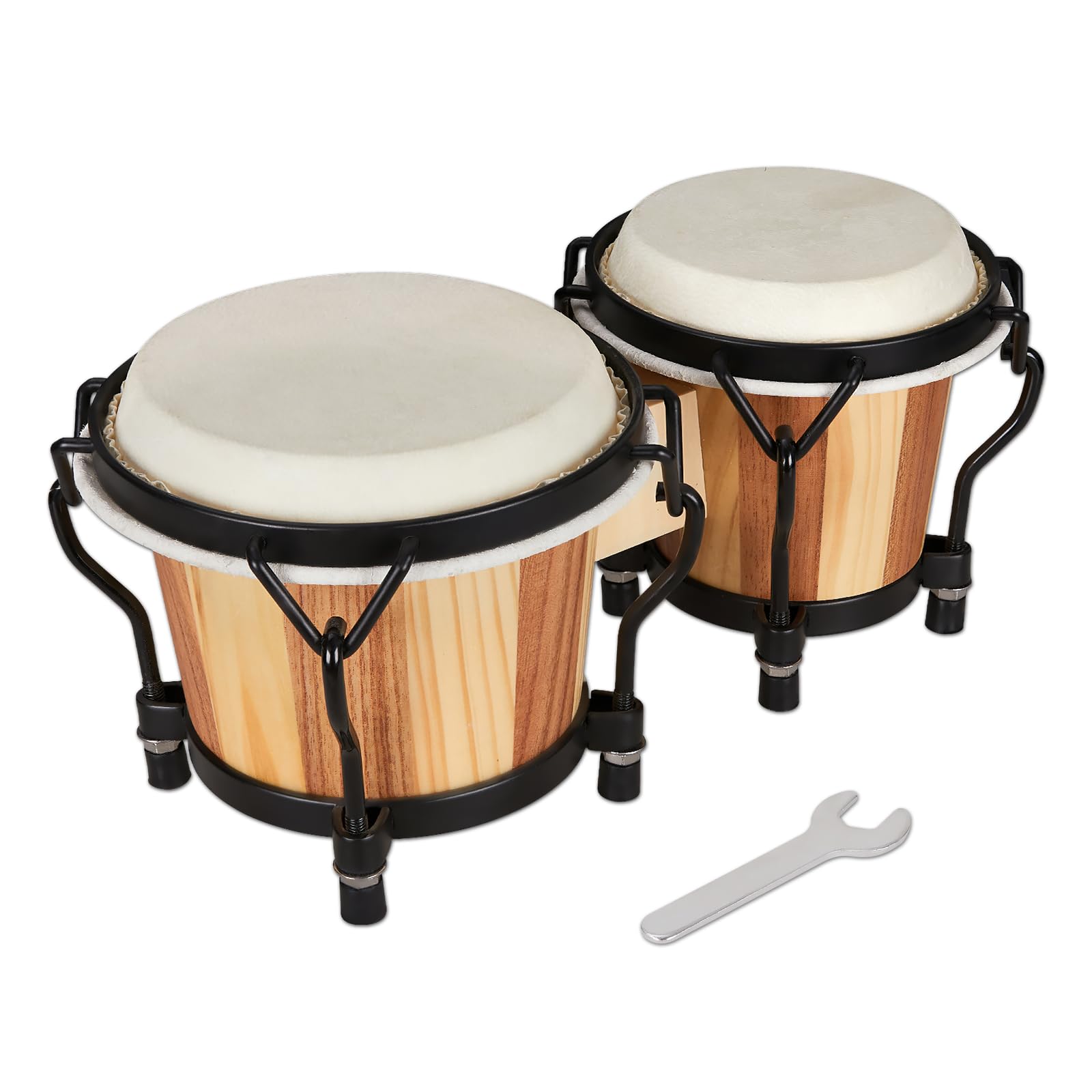 MUSICUBE Bongo Drum Set 4    and 5    Bongos for adults kids Beginners Professional Wooden and Metal Drum with Tuning Wrench
