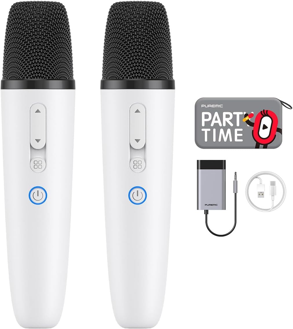 Wireless Car Karaoke Microphone With 8 Sound Effect, Rechargeable Uhf Microphone With 3.5Mm Aux Jack Receiver, Duet Singing Mic