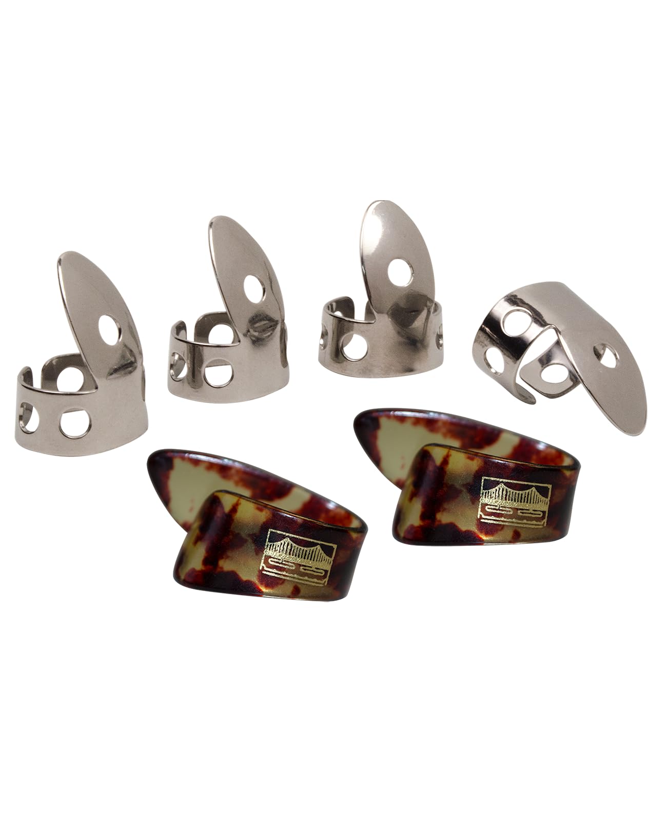 Golden Gate Gp1-Gp9 Thumb & Finger Pick Pack - Stainless Steel/Mock Tortoise - Large