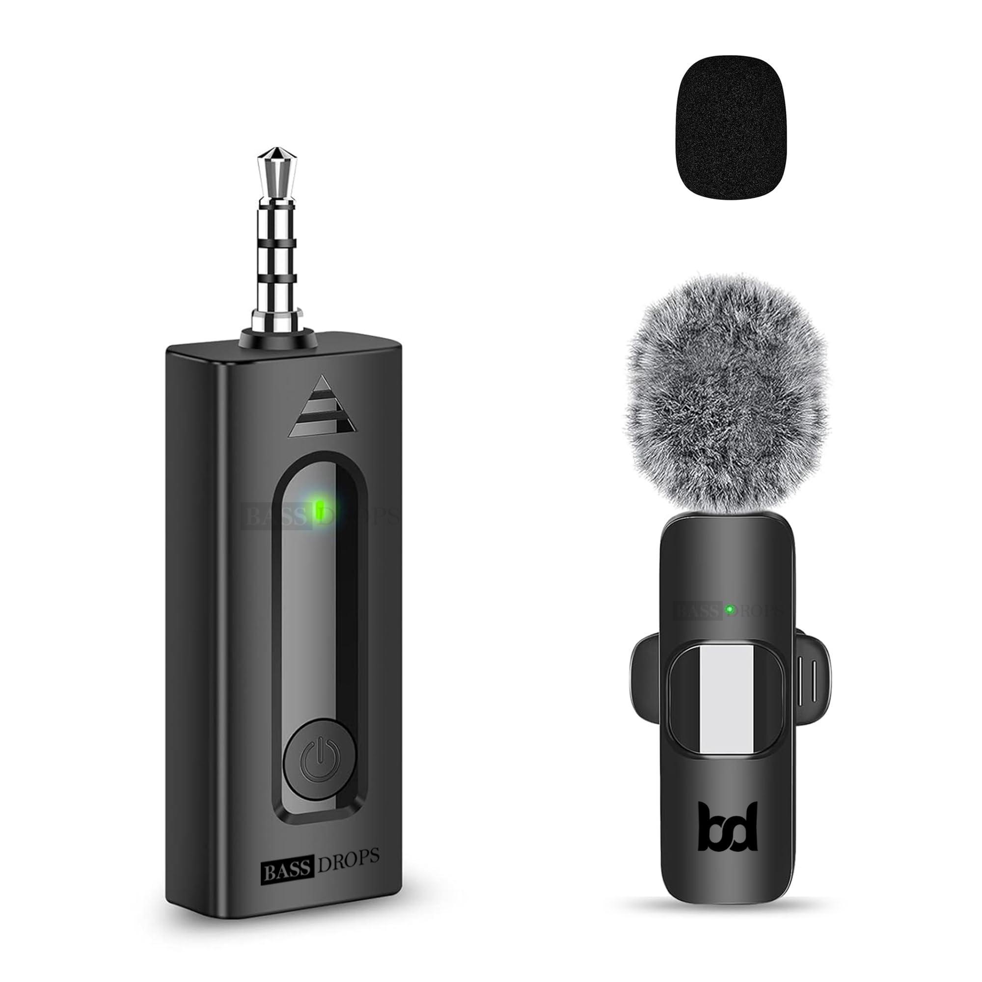 Bassdrops Wireless Lavalier Microphone Collar Mic With Noise Reduction, Omni Directional Sound Recording, Upto 6 Hrs. Working Ti