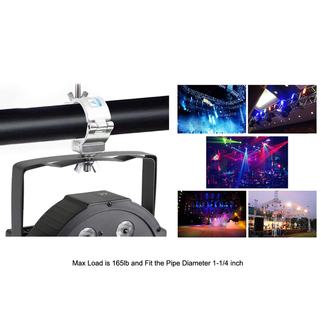 Aluminum Mounting Stage Light truss Clamp 1-1/4 inch (32-35mm) OD Tubing/Pipe for Stage Light Moving Head Light Par Light Spotli
