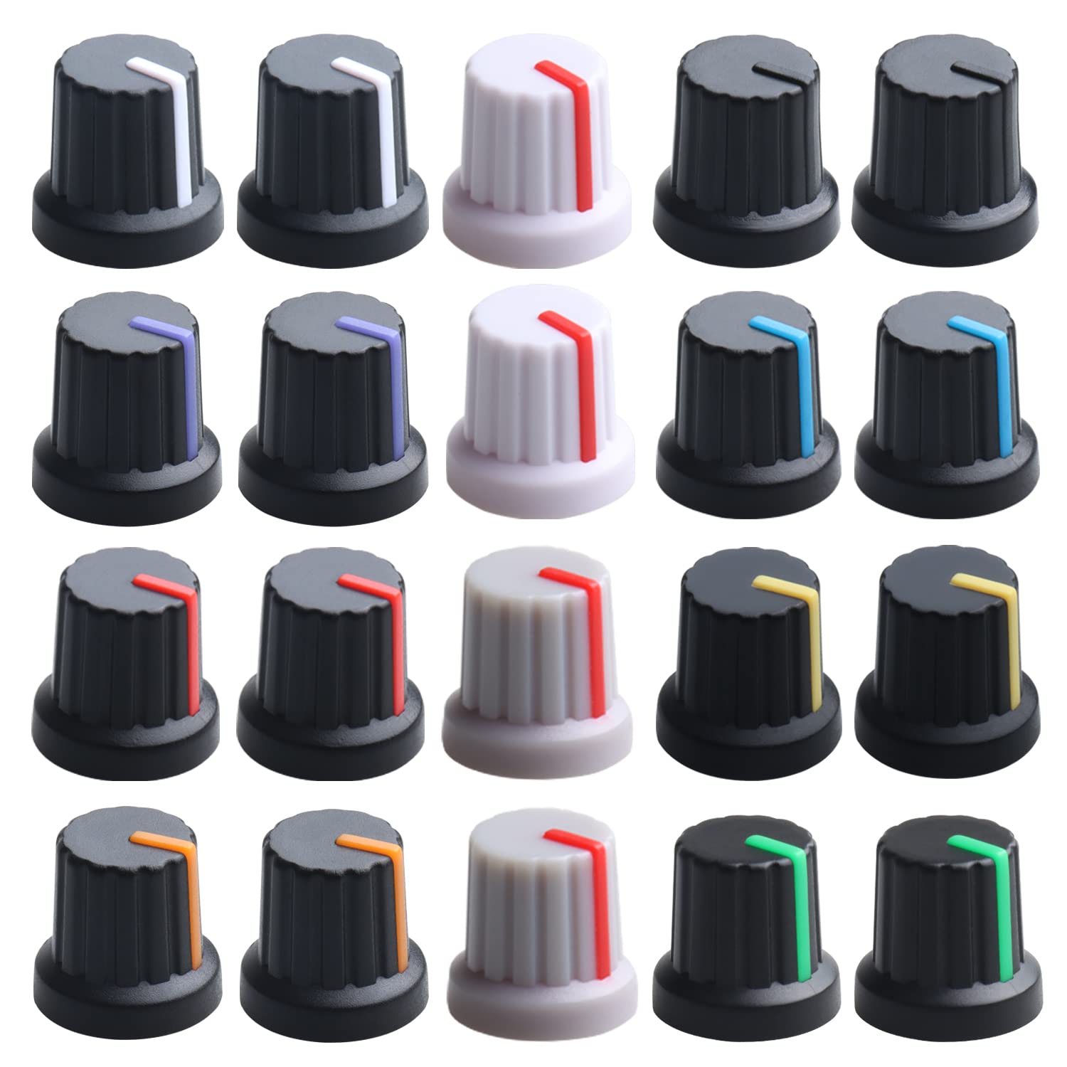Dikavs 20Pcs 10 Colors 6Mm Diameter Shaft Potentiometer Control Knobs For Electric Guitar Volume Tone Knobs