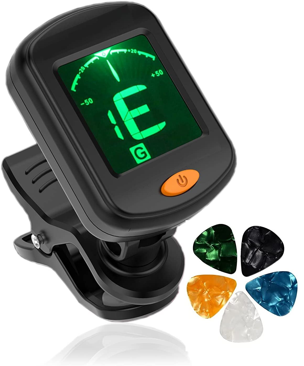 Device Of Urban Infotech Professional Clip On Guitar Tuner With 5 Picks Lcd Display Chromatic Digital Tuner For All Instruments 