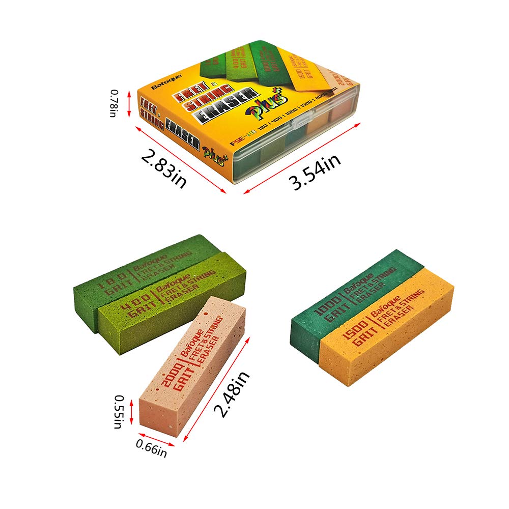 Baroque Fret Erasers for Guitar, Suitable for Guitar Strings & Fret Polishing Abrasive, Fret Erasers Kit, Set of 5,High-Quality