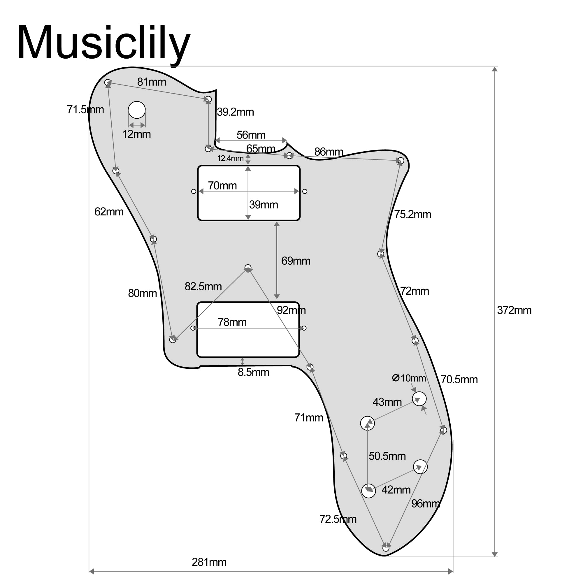 Musiclily Pro 15 Holes Covered HH Guitar Pickguard for Mexico Fender 72 Tele Deluxe Style Electric Guitar, 3Ply Aged White