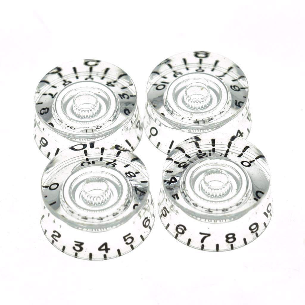 Dopro 4pcs USA(Imperial) LP Guitar Speed Dial Knobs 24 Fine Splines Control Knobs for Gibson Les Paul/CTS Pots Clear