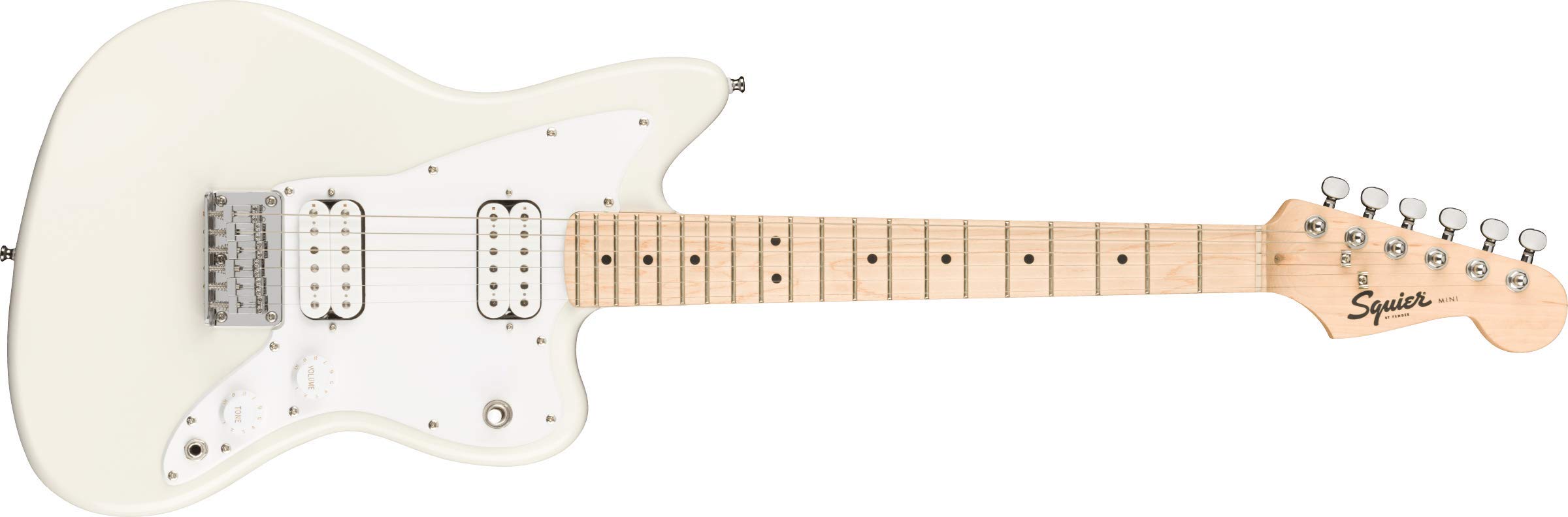 Squier Mini Jazzmaster Electric Guitar, with 2-Year Warranty, Olympic White, Maple Fingerboard
