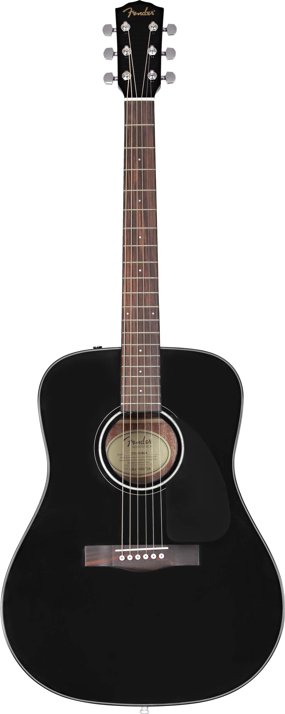 Fender CD-60 Dreadnought Acoustic Guitar - Black Bundle with Hard Case, Strap, Tuner, Strings, Picks, Instructional Book, Online