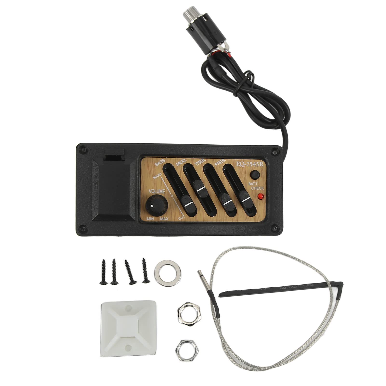 Acoustic Guitar Pickup, Acoustic Guitar Preamp 4 Band Eq Equalizer System Wood Grain Color 7545R Pickup