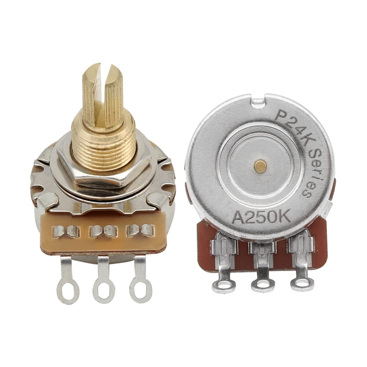 Fleor 2Pcs A250K Audio Pots 19Mm Long Split Shaft Guitar Potentiometer, 24-Tooth