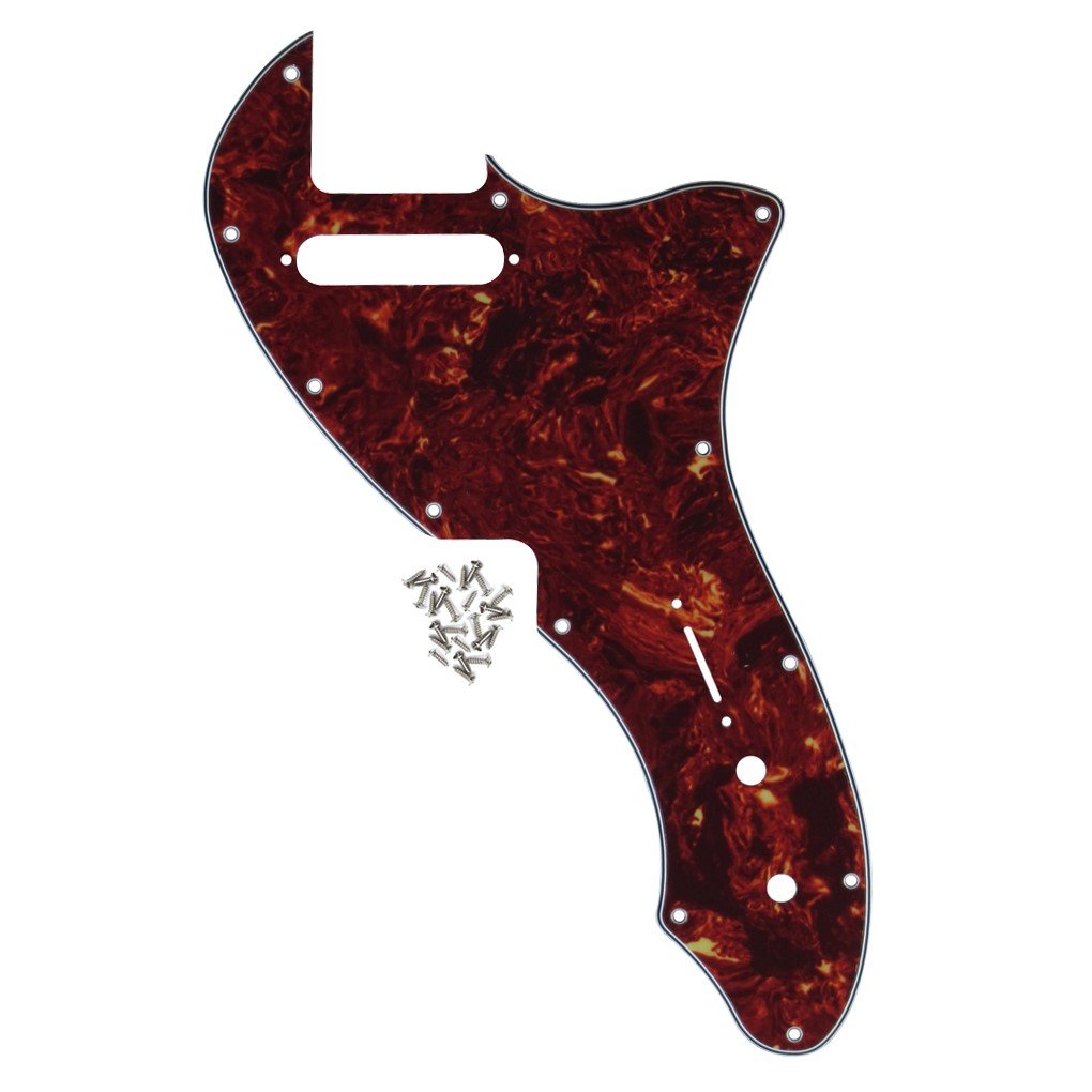Ikn Tele Thinline Pickguard Guitar Pick Guard Plate With Screws Fit 69 Telecaster Thinline Re-Issue Guitar Part,4Ply Red Tortois