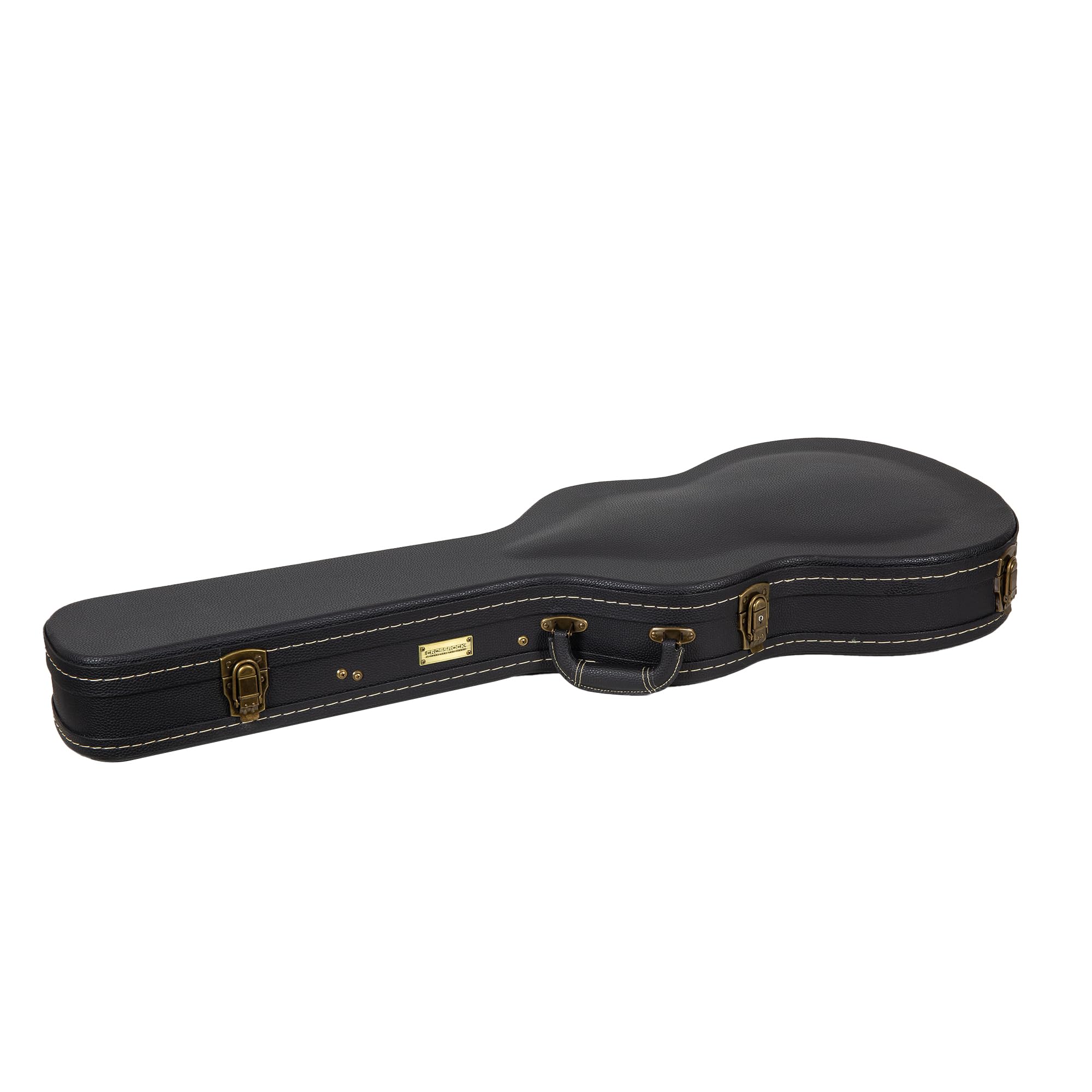 Crossrock Wooden Guitar Case -Fits PRS SE Hollowbody Guitars -Vintage Hardware, Sponge Lining, Metal Feet, Storage Space-Black (