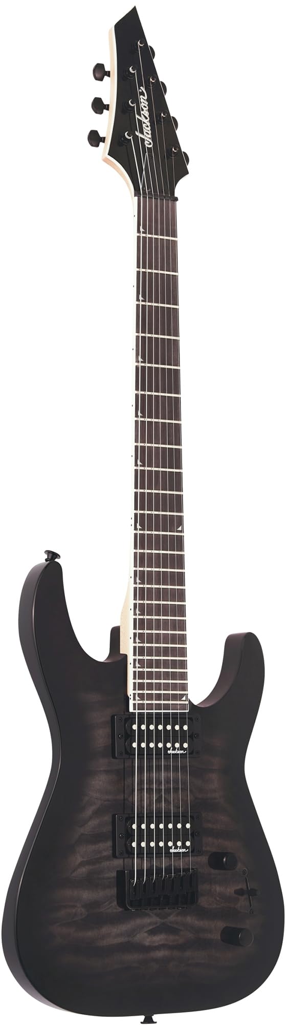 Jackson Dinky Arch Top JS22Q-7 Electric Guitar - Transparent Black Burst Bundle with Cable, Tuner, Strap, Picks, and Austin Baza