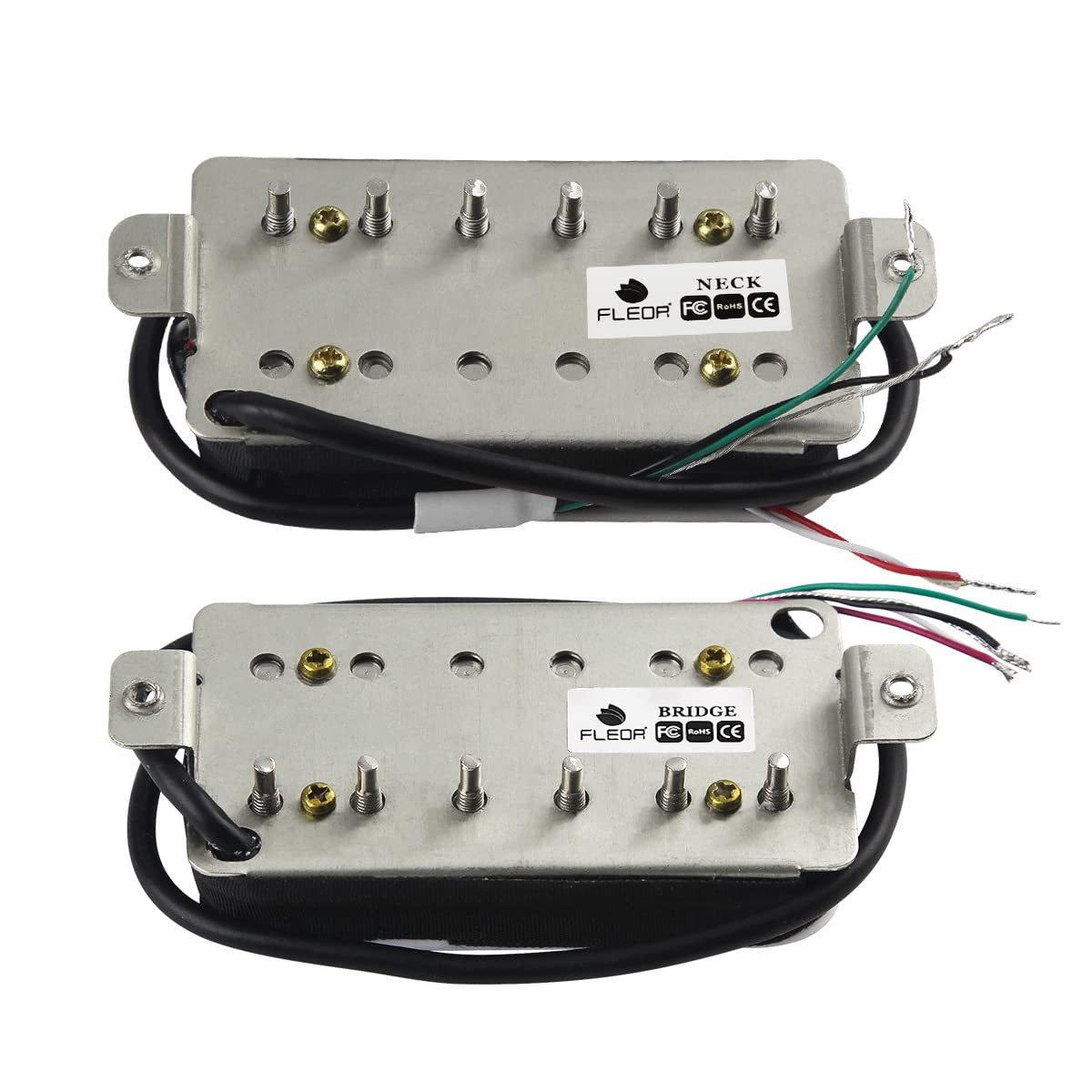 FLEOR High Output Alnico 5 Guitar Pickup White Neck and Bridge Humbucker Pickups Set