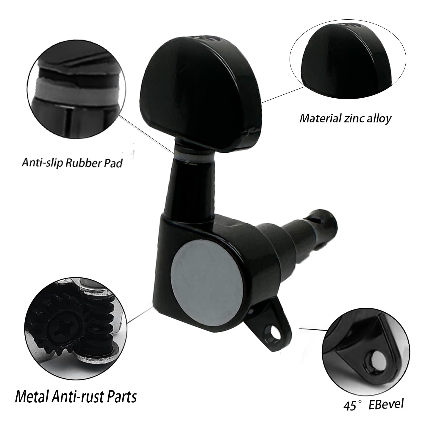 harpfeas 6 Pieces 3L3R Guitar tuner pegs,Big Semicircle Sealed guitar tuning pegs tuners machine heads,for Acoustic or Electric