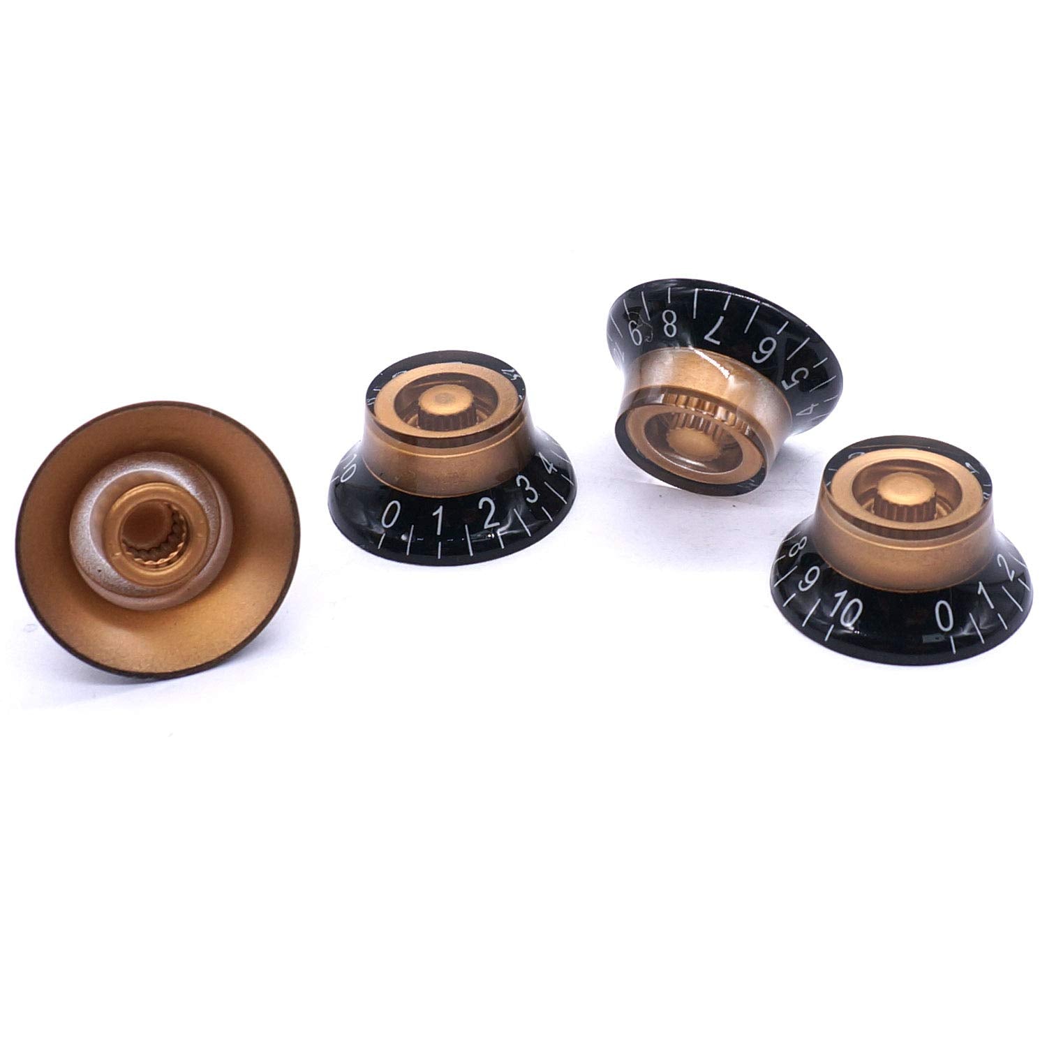 Taiss 4Pcs Guitar Knobs,Amber Top Hat Bell Style Rotary Knobs,Electric Guitar Bass Speed Volume Tone Control Knobs Fits 6mm/0.24