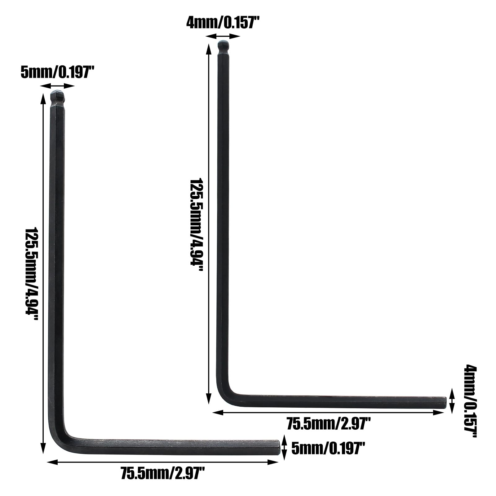 Uenhoy Guitar Truss Rod Wrench 4mm & 5mm Guitar Allen Wrench Tool for Martin Acoustic Guitar, Deep or Narrow Truss Rod Adjustmen