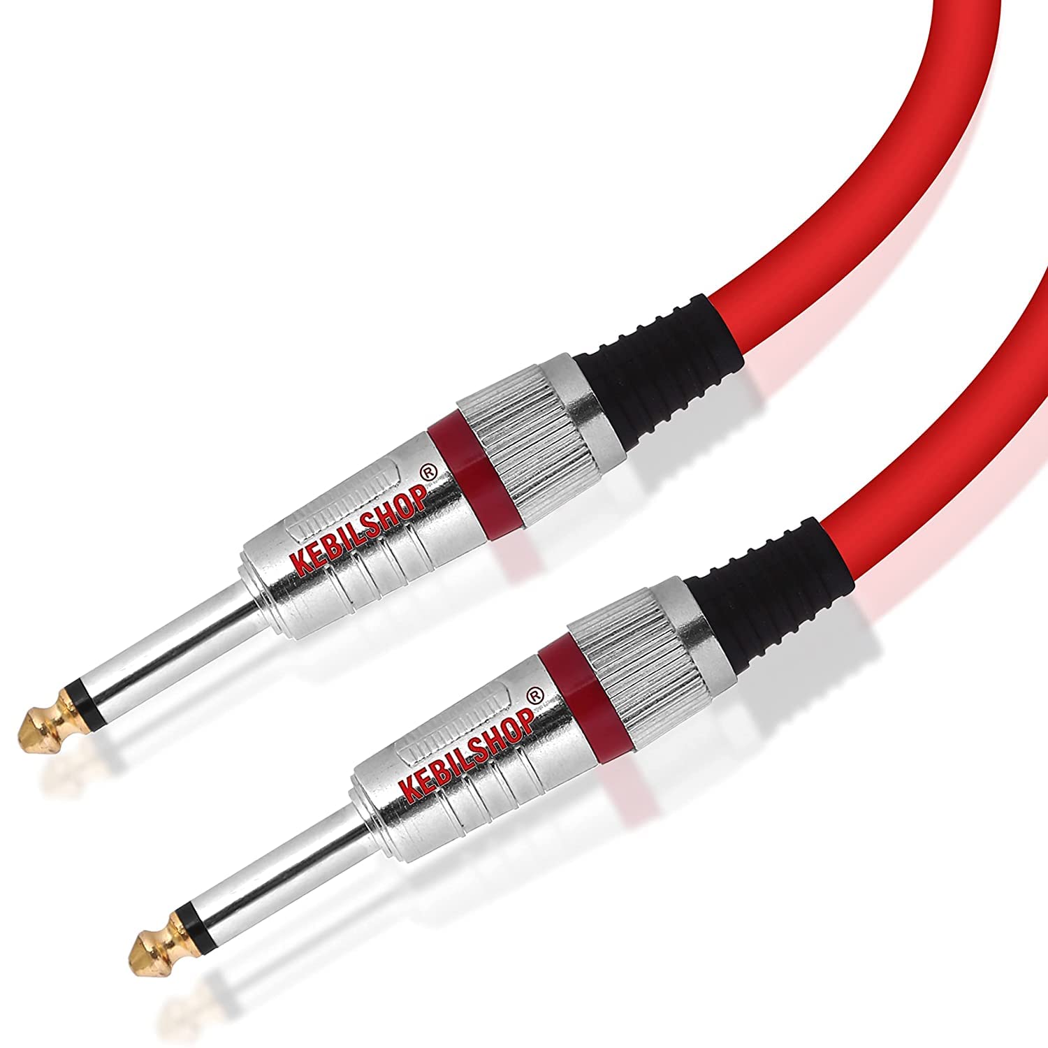 KEBILSHOP-6.35mm Guitar Cable 1/4 Inch Guitar Instrument Cable 6.35mm (1/4) TS Mono to Mono 6.35mm (1/4) TS Audio Cable Male to 