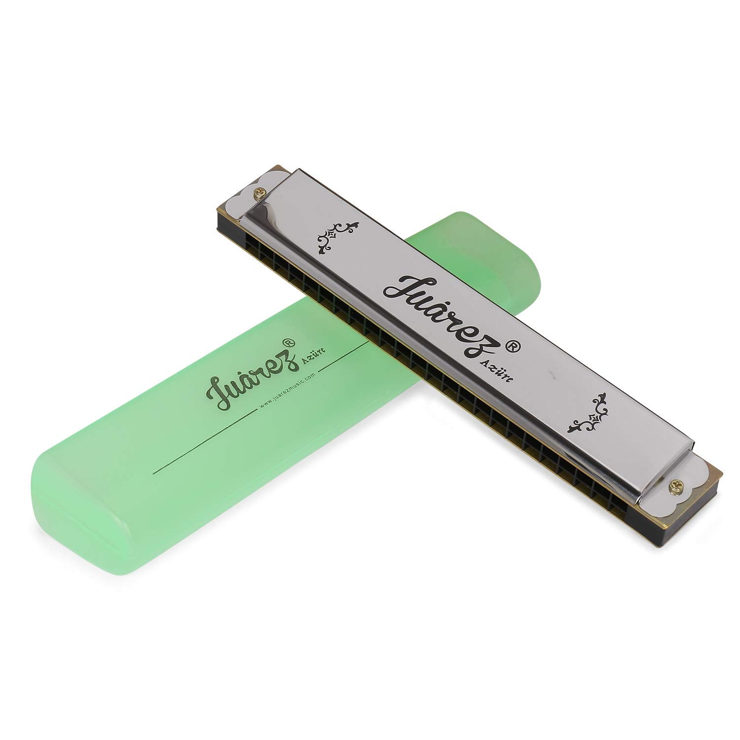 Juarez Jrh24A Professional Blues Harmonica Key Of C Scale | Mouth Organ | Cover - Stainless Iron | Comb - Abs | Reed  Brass With