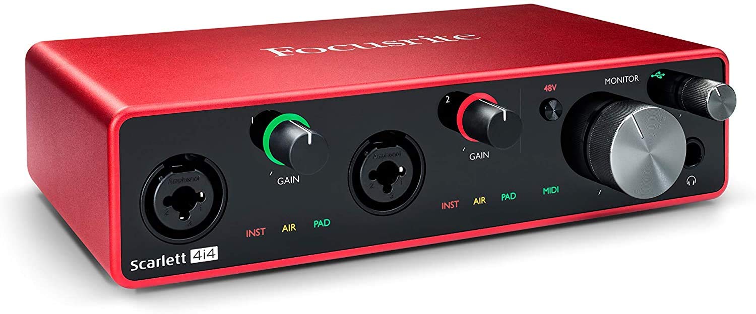 Focusrite Scarlett 4i4 3rd Gen 4-in, 4-out USB Audio Interface Bundle with XLR Cable and Austin Bazaar Polishing Cloth