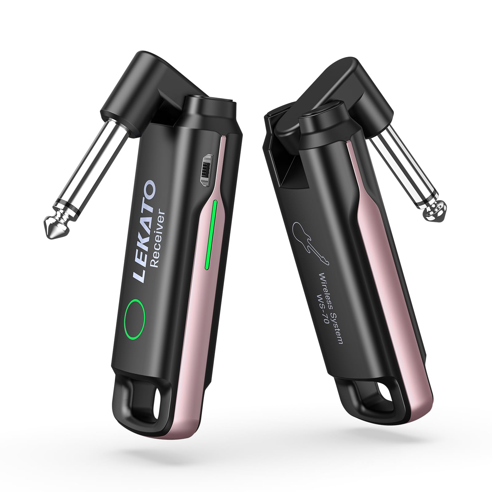 LEKATO Wireless Guitar System UHF Wireless Guitar Transmitter Receiver Rechargeable Audio Bass Cable with 70 Channels for Bass E