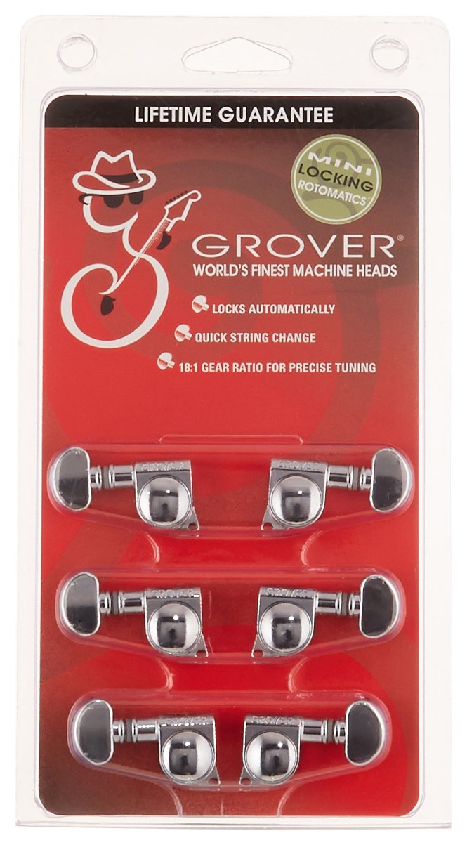 Grover 406C Rotomatic Mini 3 Per Side Self Locking Machine Heads, Chrome