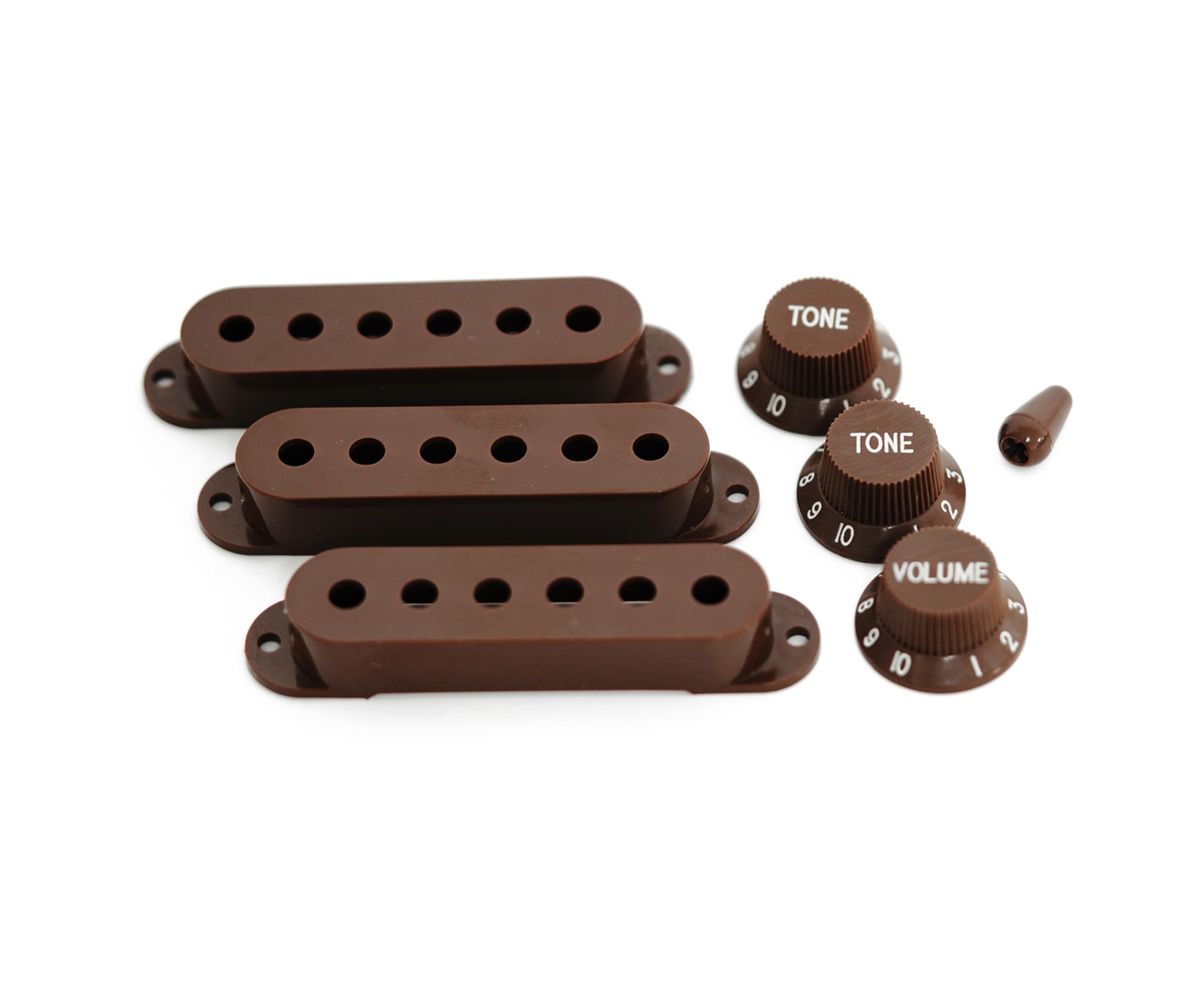 Guyker 3Pcs Plastic Guitars Single Coil Pickup Covers (52Mm Pole Spacing) & 1 Volume 2 Tone 1V2T Switch Knobs & Switch Tip Cap P