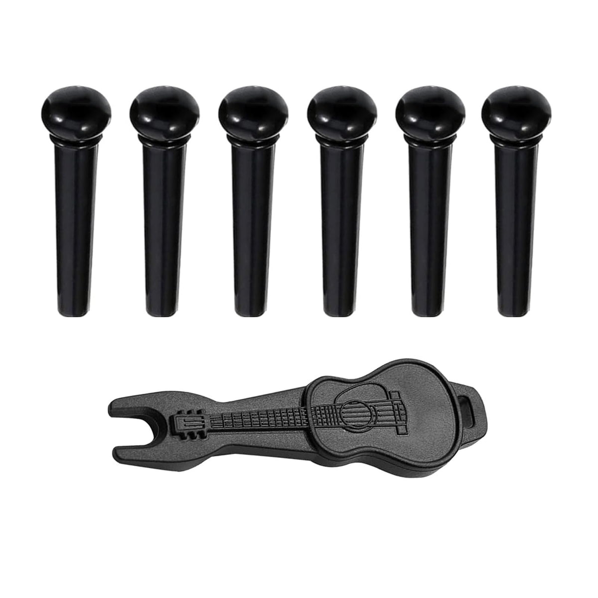Jinlop Acoustic Guitar Bridge Pins & Guitar Pegs With Bridge Pin Puller Remover Guitar Pegs Parts Replacement Tool-Black