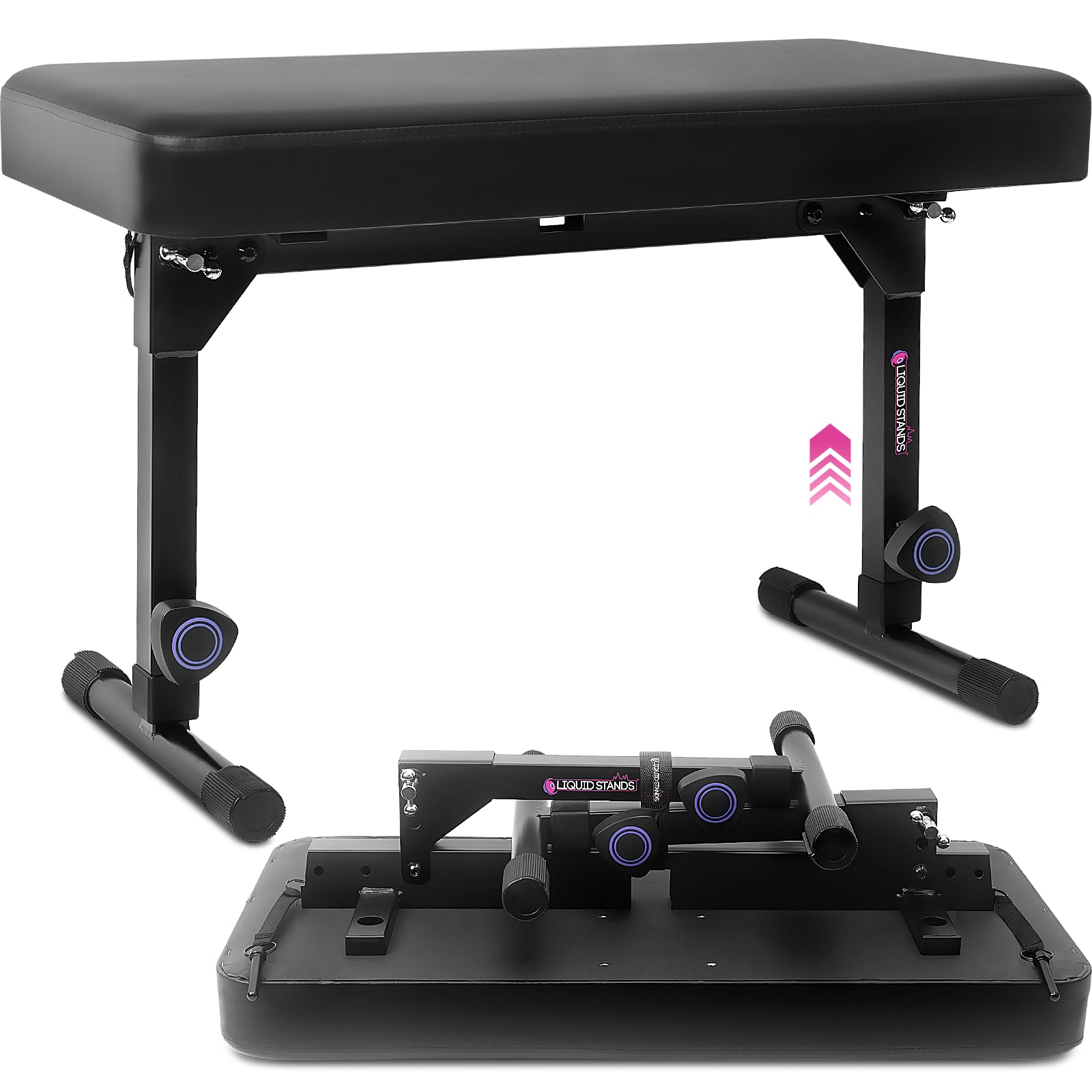 Liquid Stands Foldable Dual Adjustable Piano Bench Music Stool - Portable Piano Keyboard Bench Seat for Piano Keyboard Stand wit