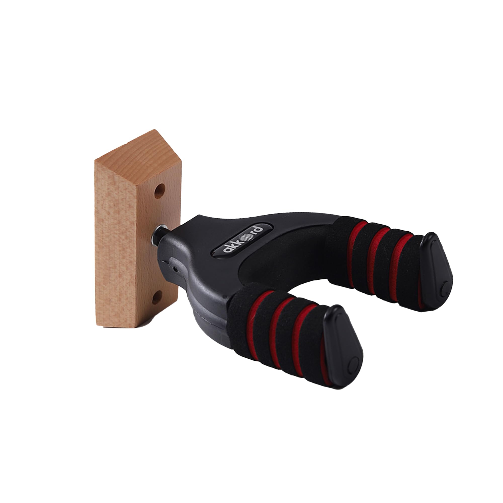 Akkord Auto Lock Guitar Wall Hanger  Wooden Base With Anti-Skid Sponge Grip, Universal Wall Mount For Acoustic, Electric & Bass 