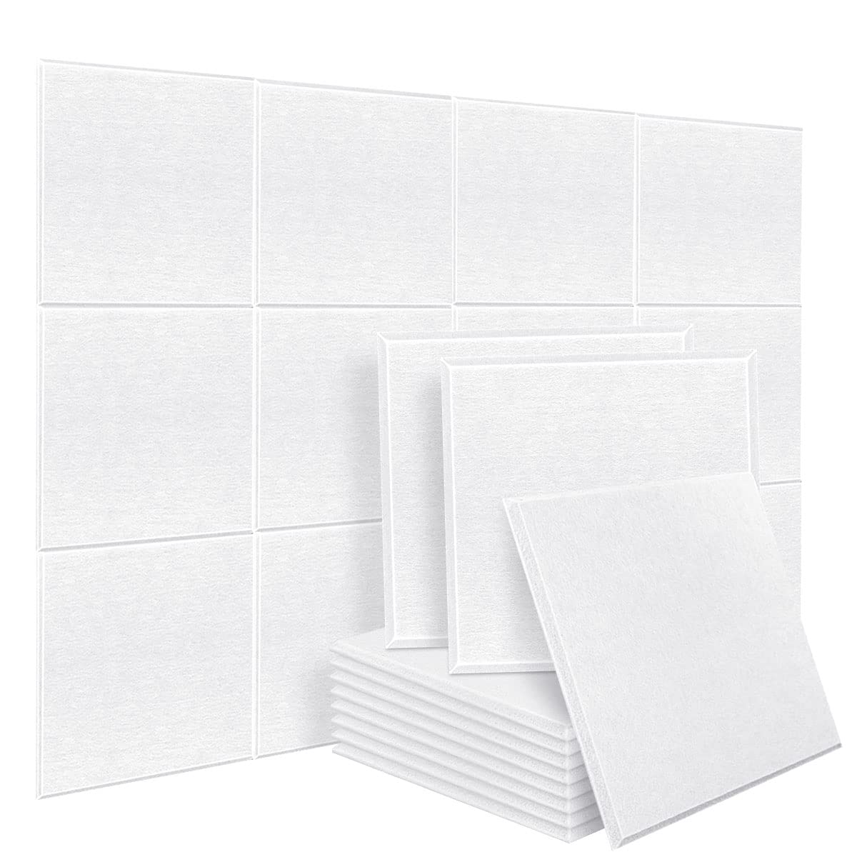 Dekiru New 12 Pack Acoustic Foam Panels, 12 X 12 X 0.4 Inches Soundproofing Insulation Absorption, High Density Beveled Edge Sou