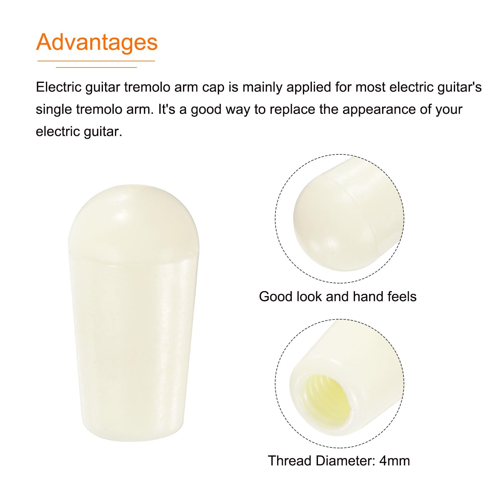 MECCANIXITY 2Pcs LP Guitar 3 Way Pickup Switch Tip Thread M4 Plastic Toggle Switch Knobs Cap for LP Electric Guitar, Cream