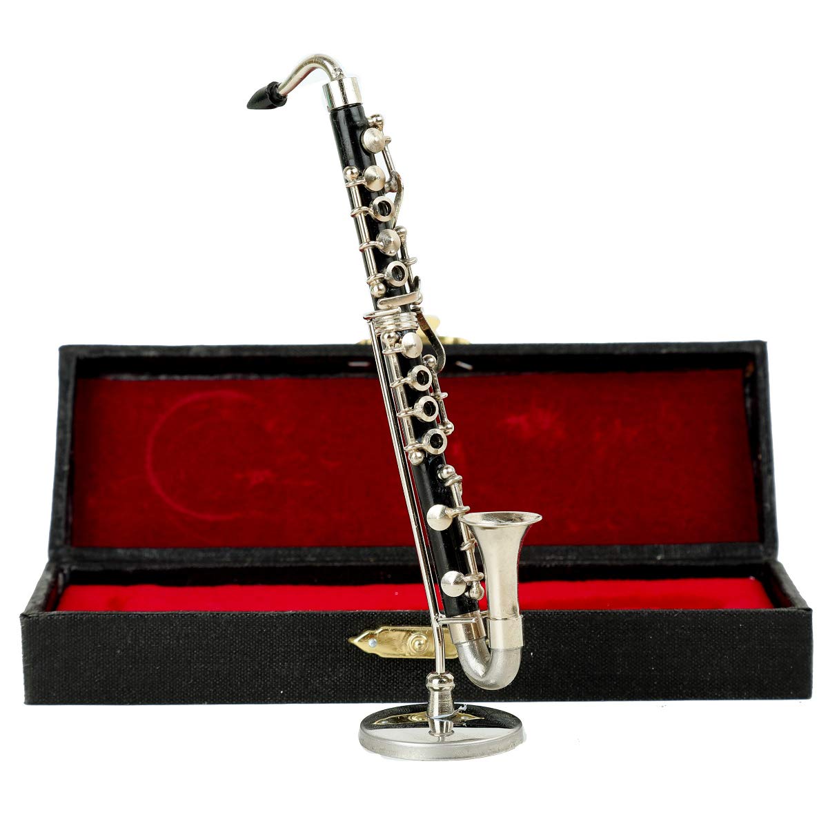 Dselvgvu Miniature Bass Clarinet with Stand and Case Mini Musical Instrument Mini Bass Clarinet Miniature Dollhouse Model Christ