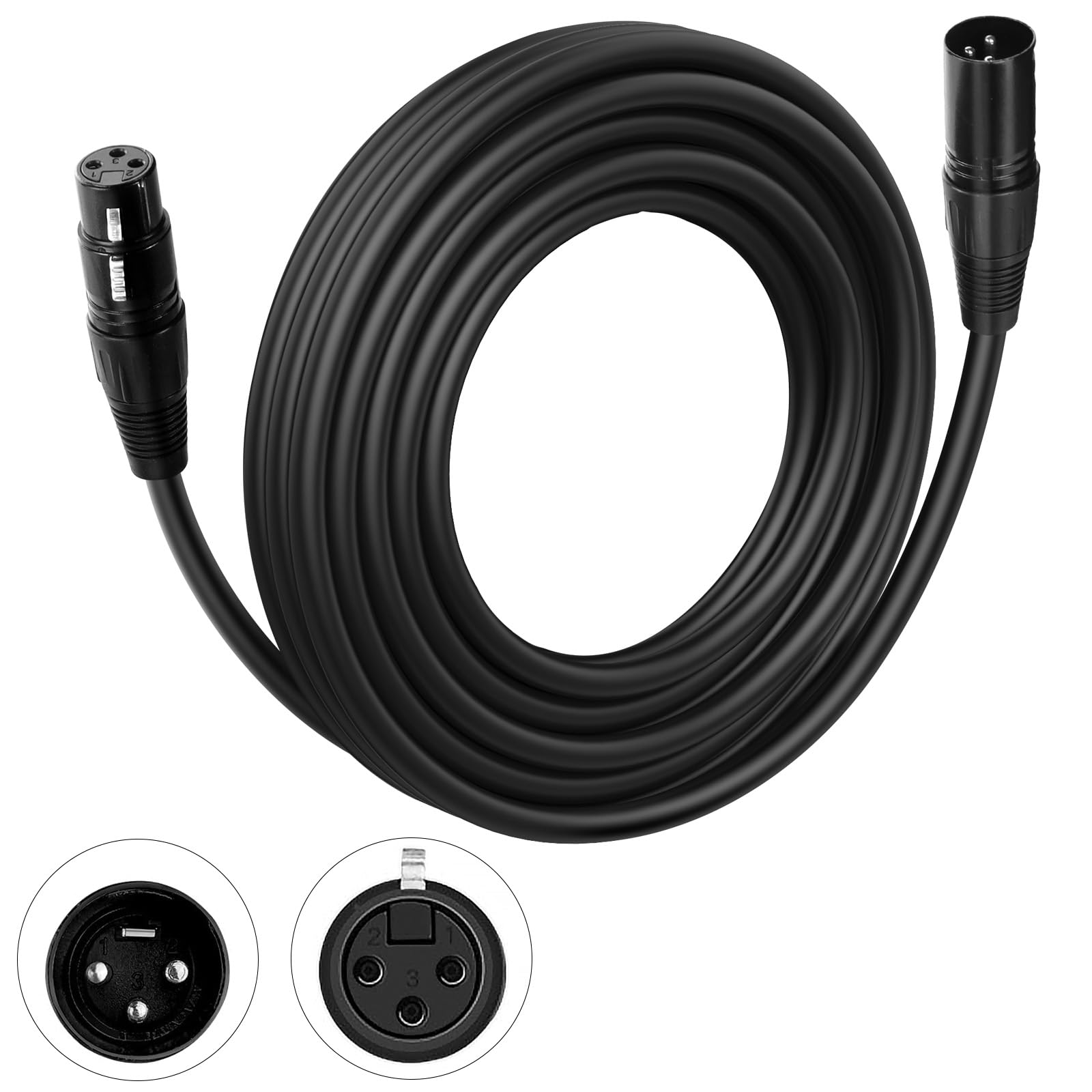 Czgor DMX Cable 25 ft, Flexible 3 Pin Signal XLR Male to Female DMX Cable Wire, Suitable for Stage Lighting Signal DMX512 Connec