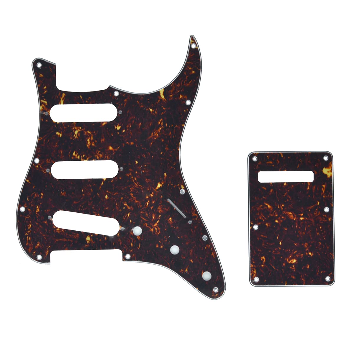 Dopro 11 Hole Strat SSS Pickguard ST Back Plate Trem Cover fits USA/Mexican Fender Strat Dark Tortoise