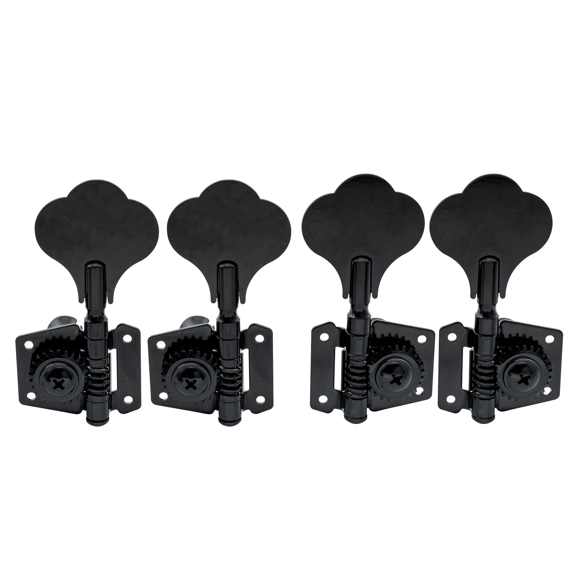 Musiclily Basic 2R2L 24:1 Ratio Open Gear Machine Heads Tuners Tuning Pegs Keys with Clover Button for Ibanez Style Electric Bas