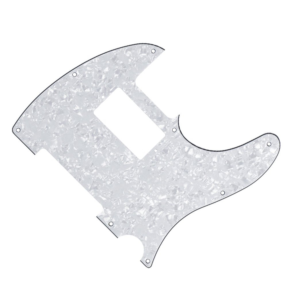 FLEOR 8 Hole TL Pickguard Guitar Humbucker Pick Guard HH with Screws Fit USA/Mexican Standard TL Style Guitar Part, 4Ply White P