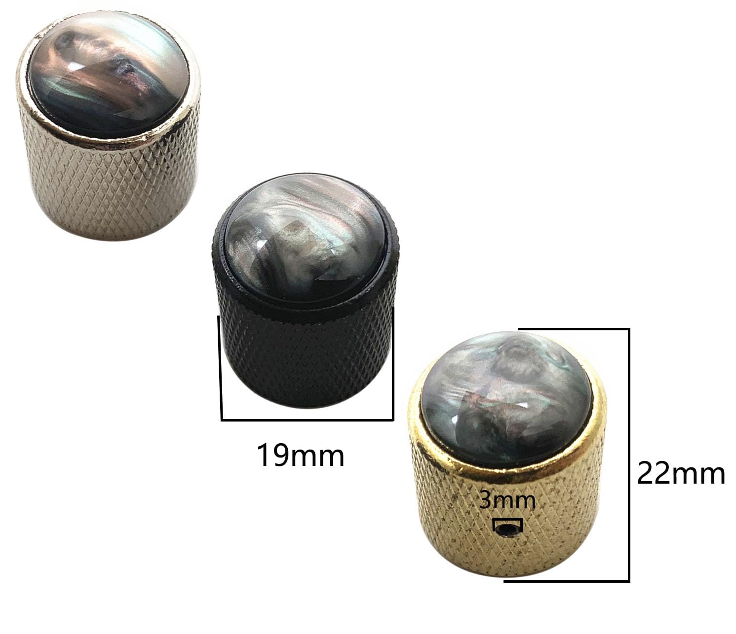 TUOREN 4Pcs Pearl Top Guitar Dome Knob Volume Tone Control Knobs with Allen Keys for Electric Guitar or Precision Bass Black
