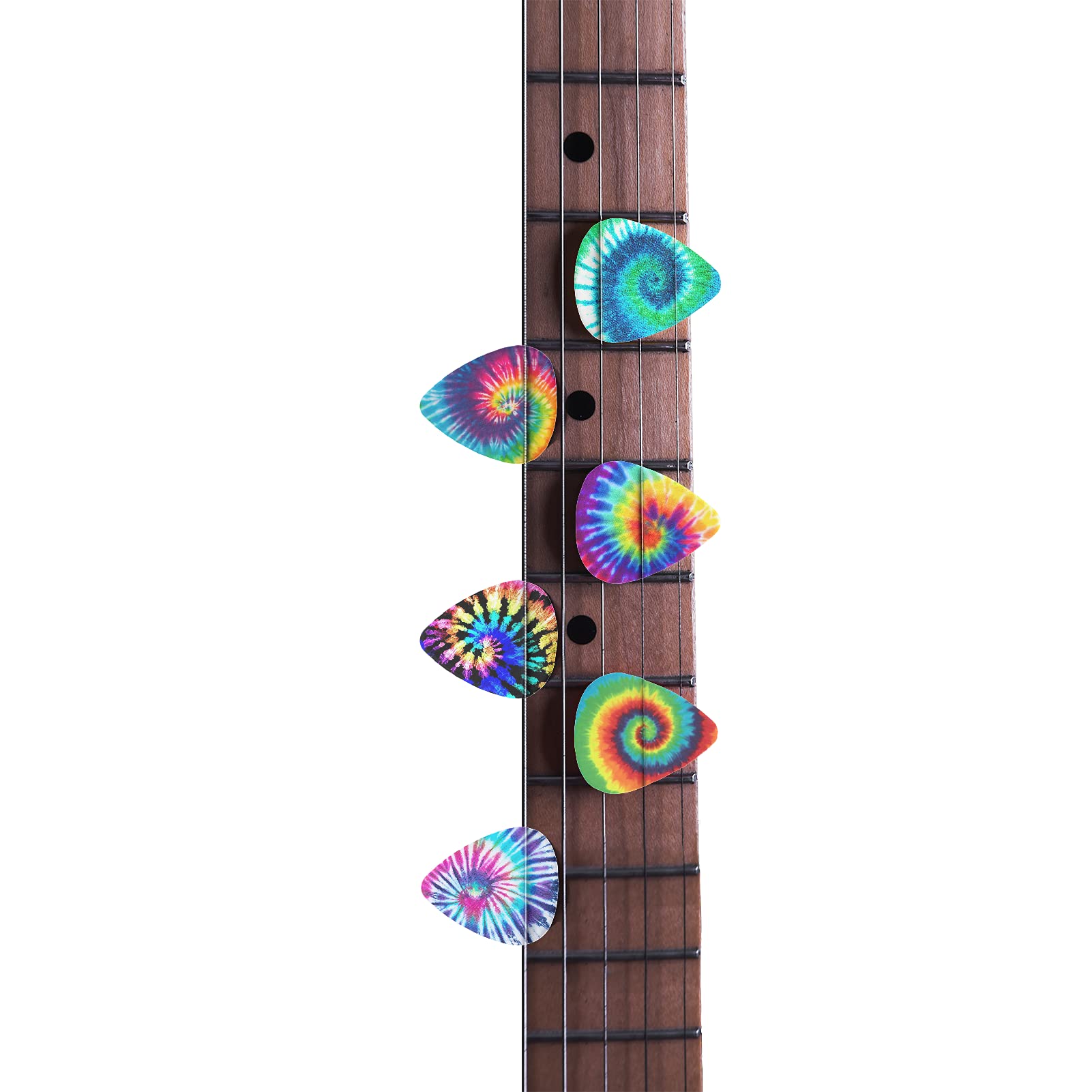 KEIAHUAN 6 Pack Guitar Picks Plectrums,Colorful Tie Dye Guitar Pick Classical Triangle 0.96mm Heavy Guitar Pick for Women Girls