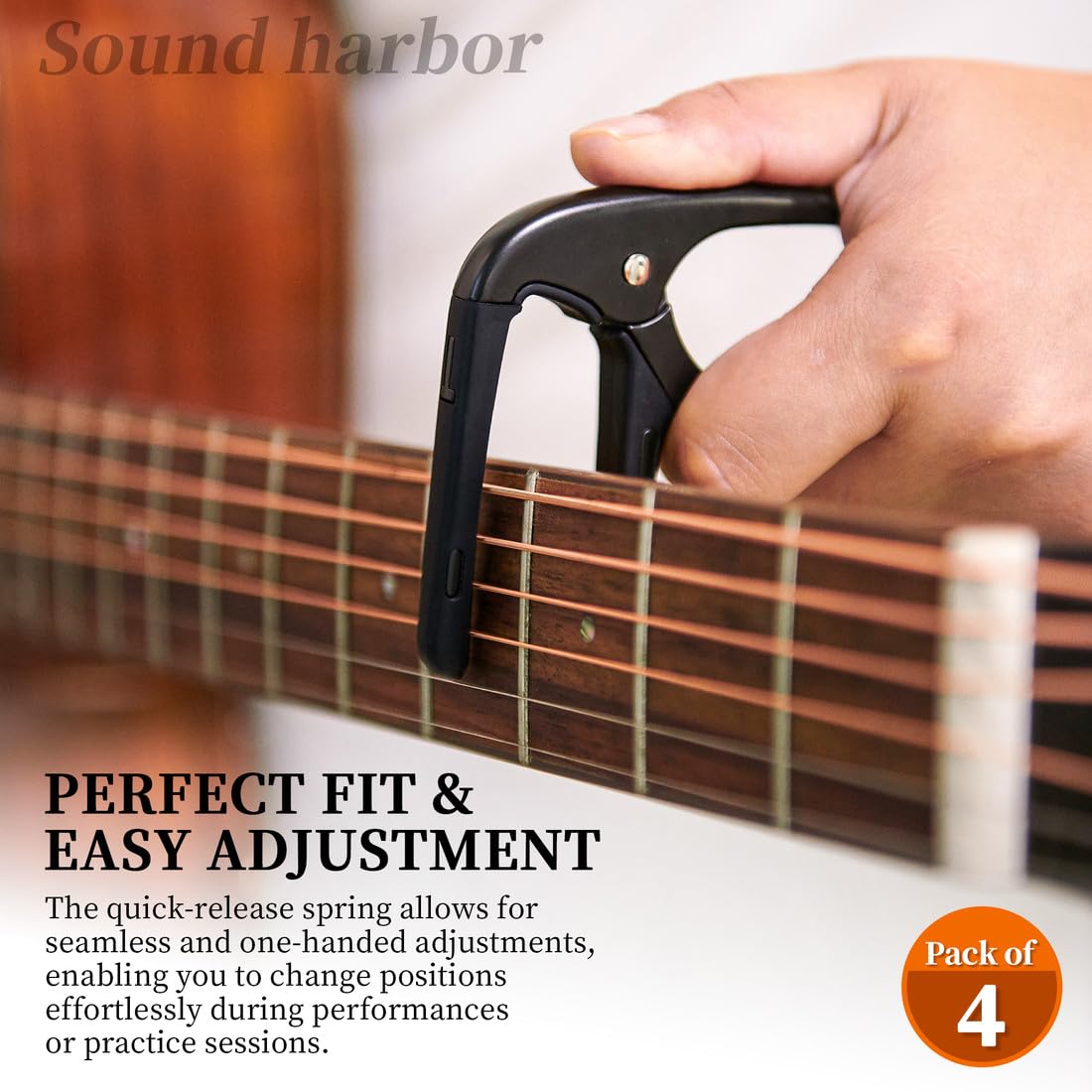 Guitar Capo for Acoustic and Electric 6 String Guitars (4 Pack Black Capo)