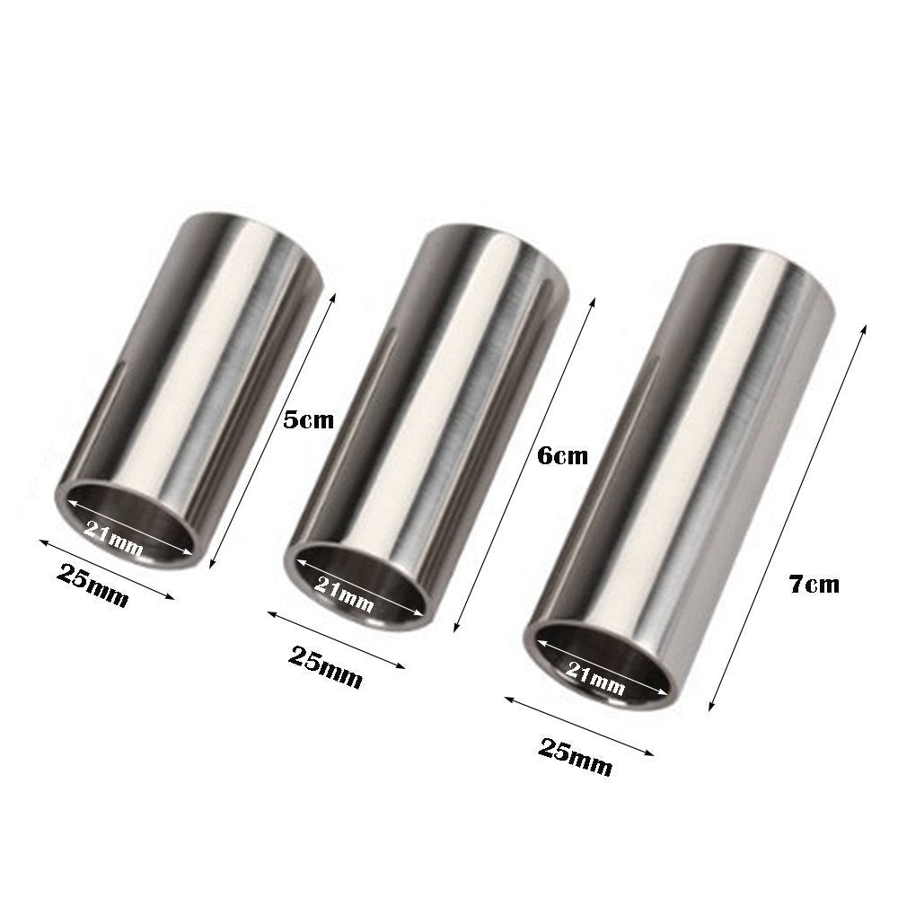 Bestgle Guitar Slide, Set of 3 Sizes Stainless Steel Guitar Slides Metal Hard-chrome Plated Finger Slide for Electric Acoustic G