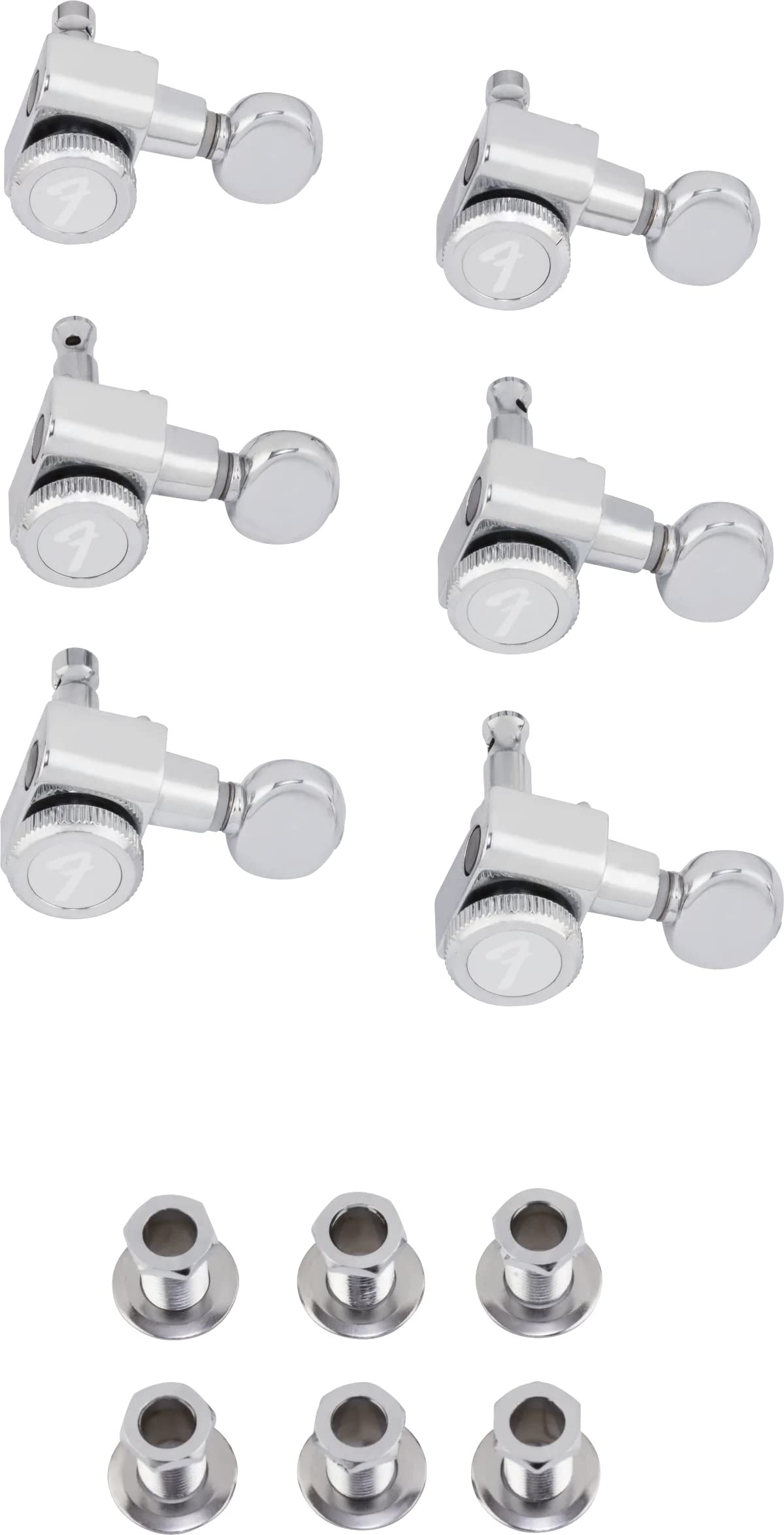 Fender Deluxe Locking Staggered Guitar Tuners, Vintage Buttons, Chrome