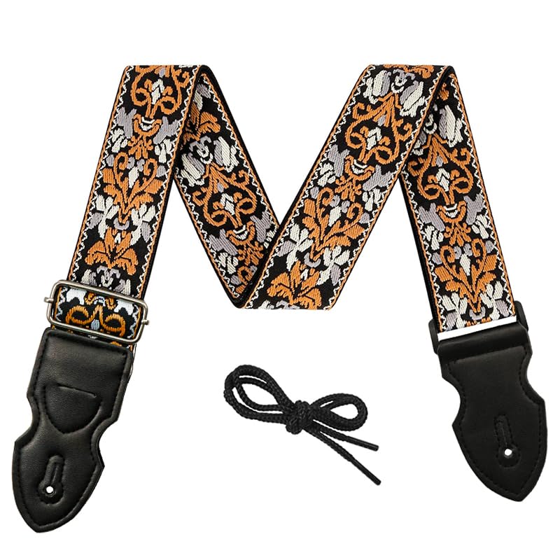 HASTHIP Guitar Strap, Jacquard Embroidered Cotton Guitar Straps For Bass, Electric & Acoustic Guitars.